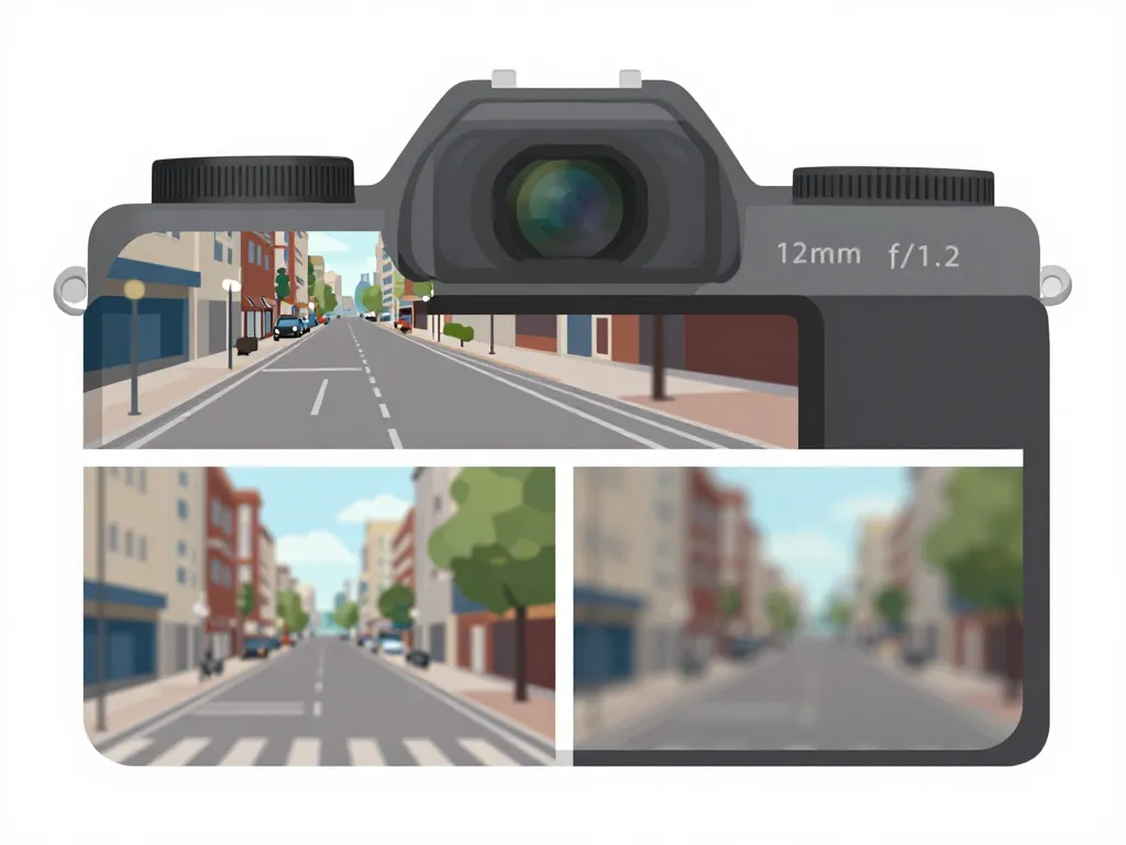 Diagramme champ et perspective 12mm f 1.2 mft