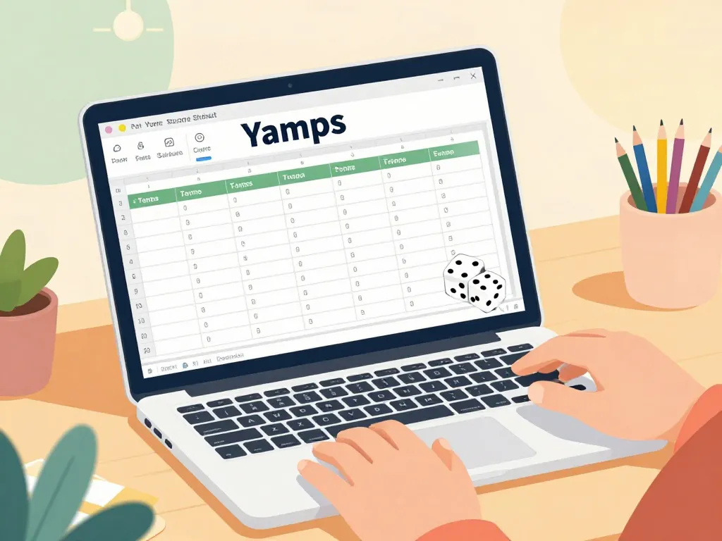 Illustration création grille yams à imprimer excel sur ordinateur