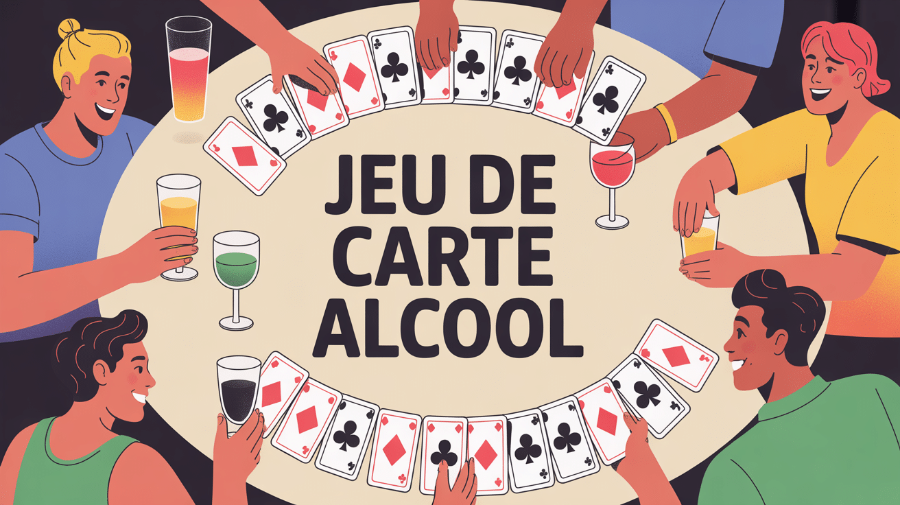 illustration soirée jeu de carte alcool entre amis