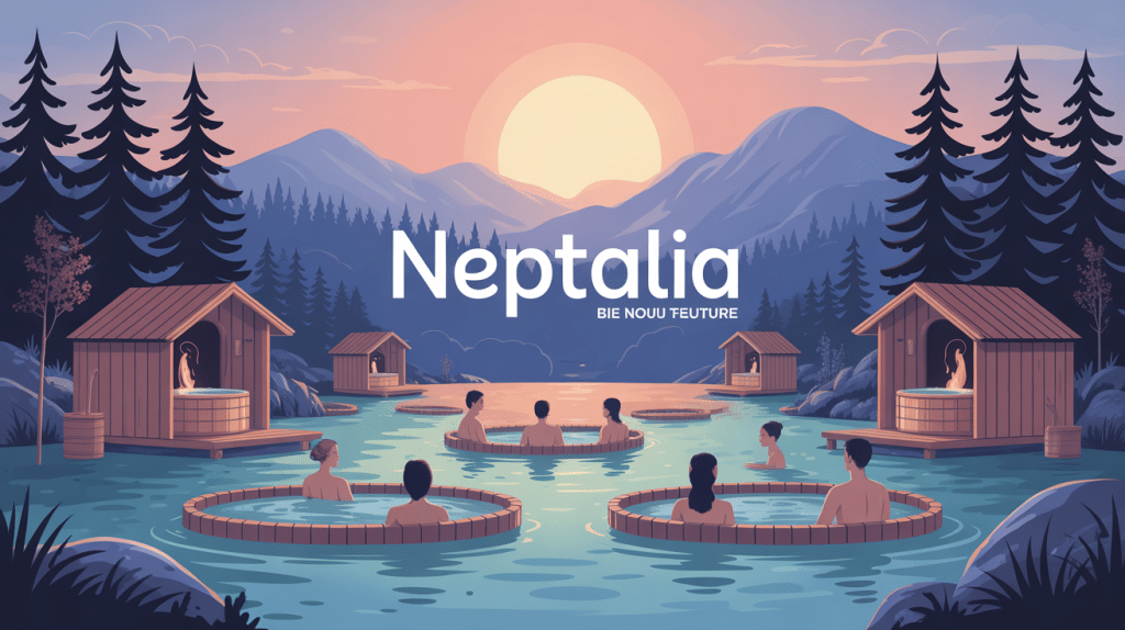 neptalia illustration bains nordiques nature détente