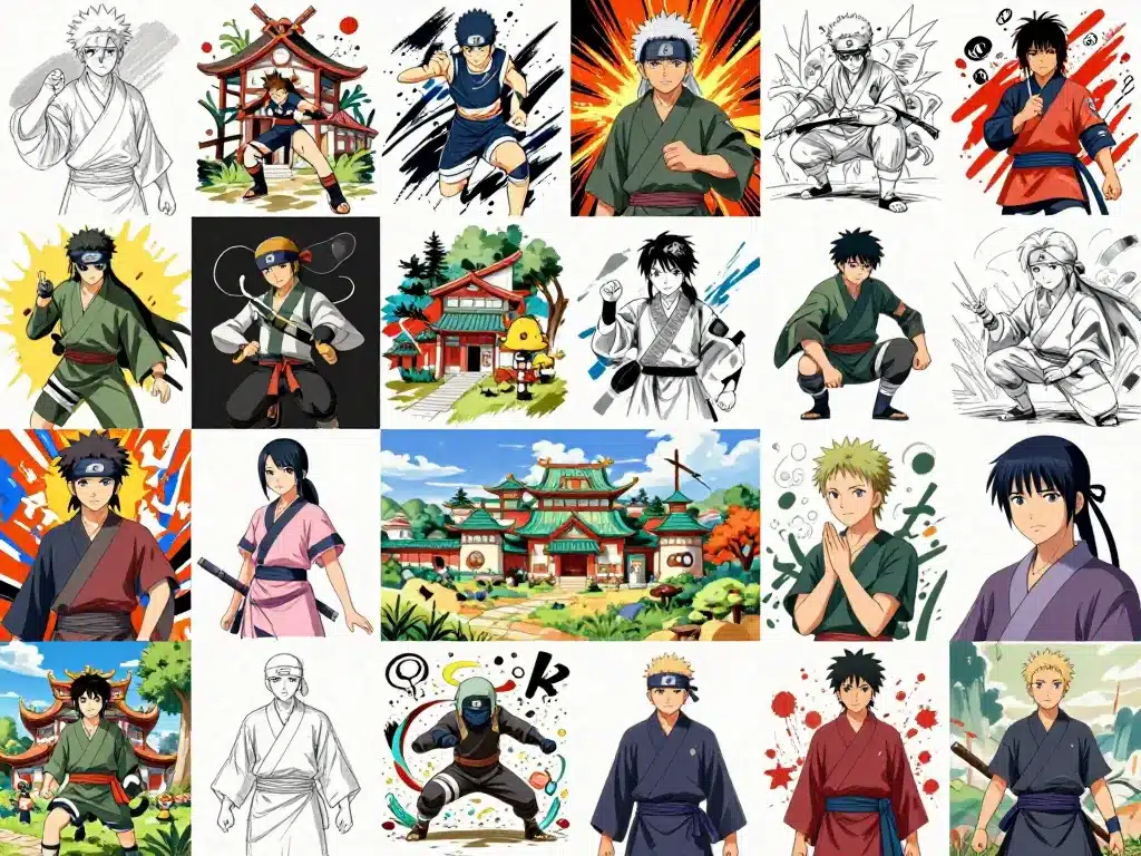 Œuvres kana konoha style anime dynamique