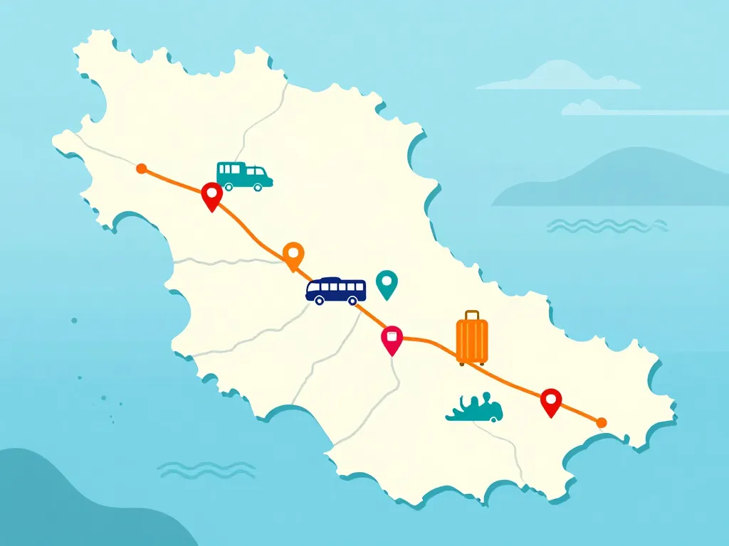 Carte trajet Albanie sans voiture une semaine, organisation