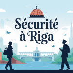 Sécurité à Riga ville dangereuse illustration vectorielle