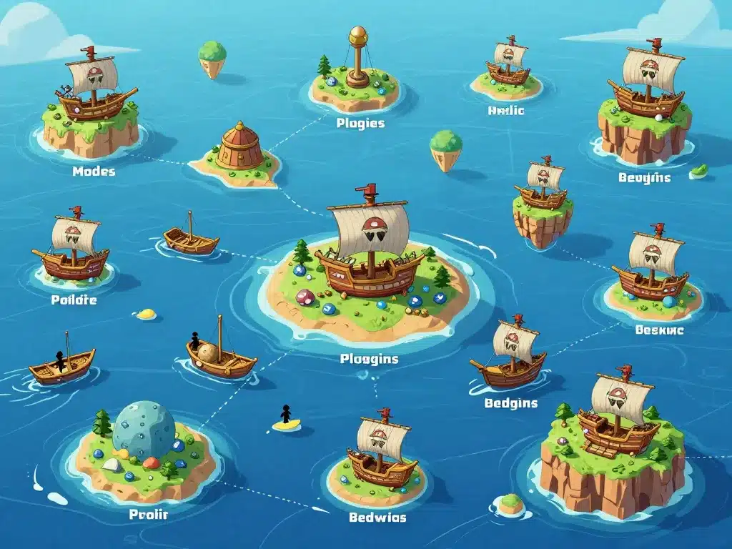 Carte illustrée types de serveurs one piece minecraft
