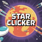 Illustration centrale Star Clicker vaisseaux et planète