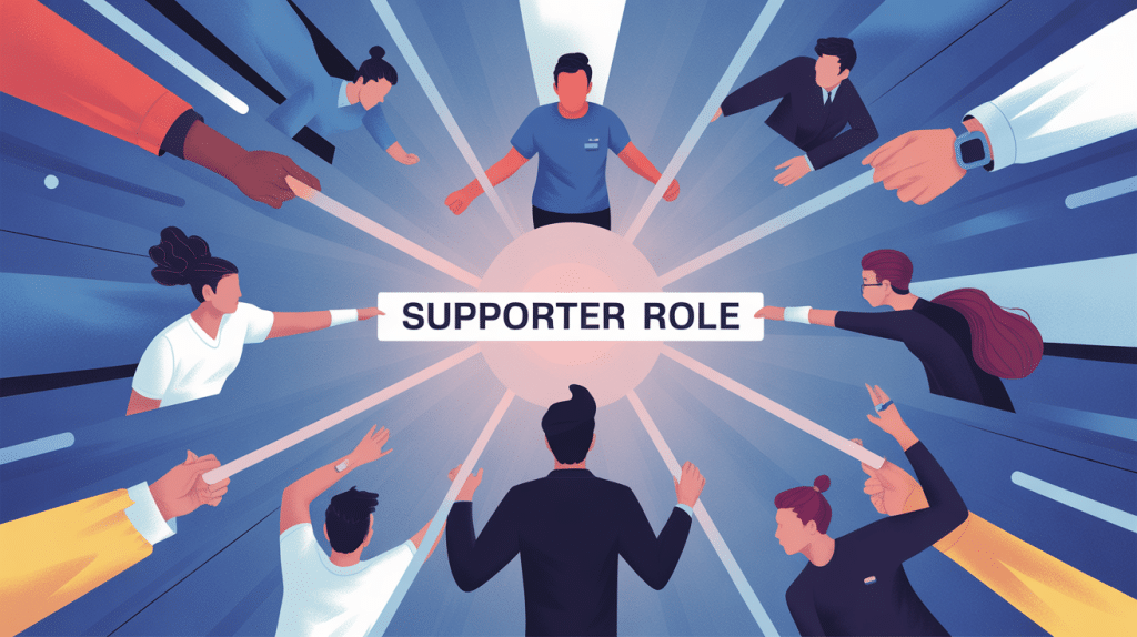 Supporter role en entreprise et gaming illustration SEO