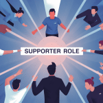 Supporter role en entreprise et gaming illustration SEO