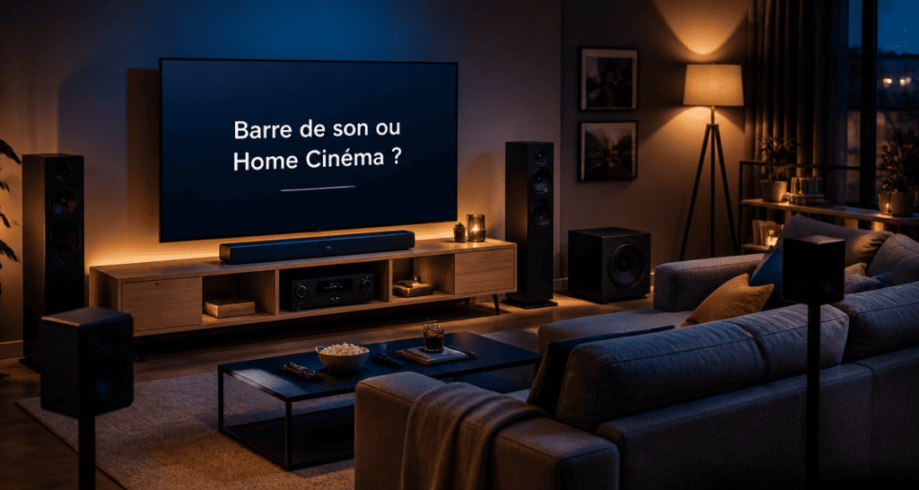 barre de son ou home cinema dans un salon moderne