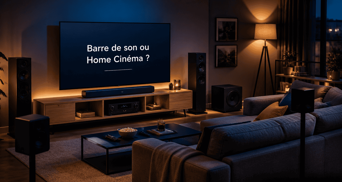 barre de son ou home cinema dans un salon moderne