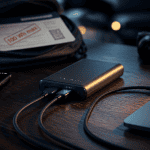 batterie externe comparatif sur table avant voyage avion