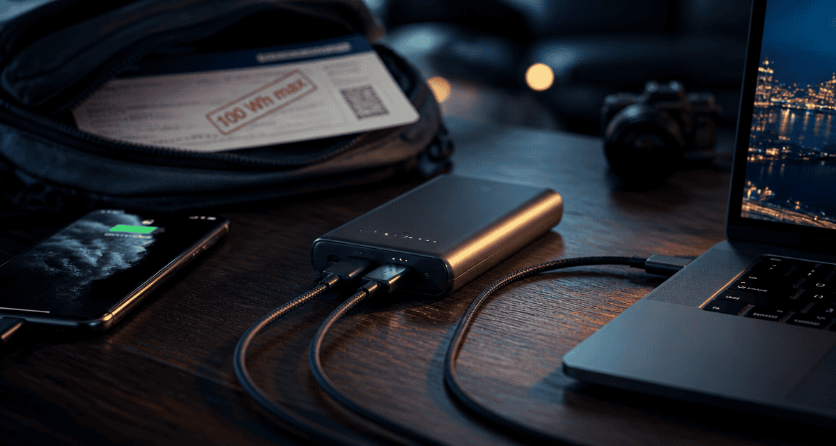 batterie externe comparatif sur table avant voyage avion