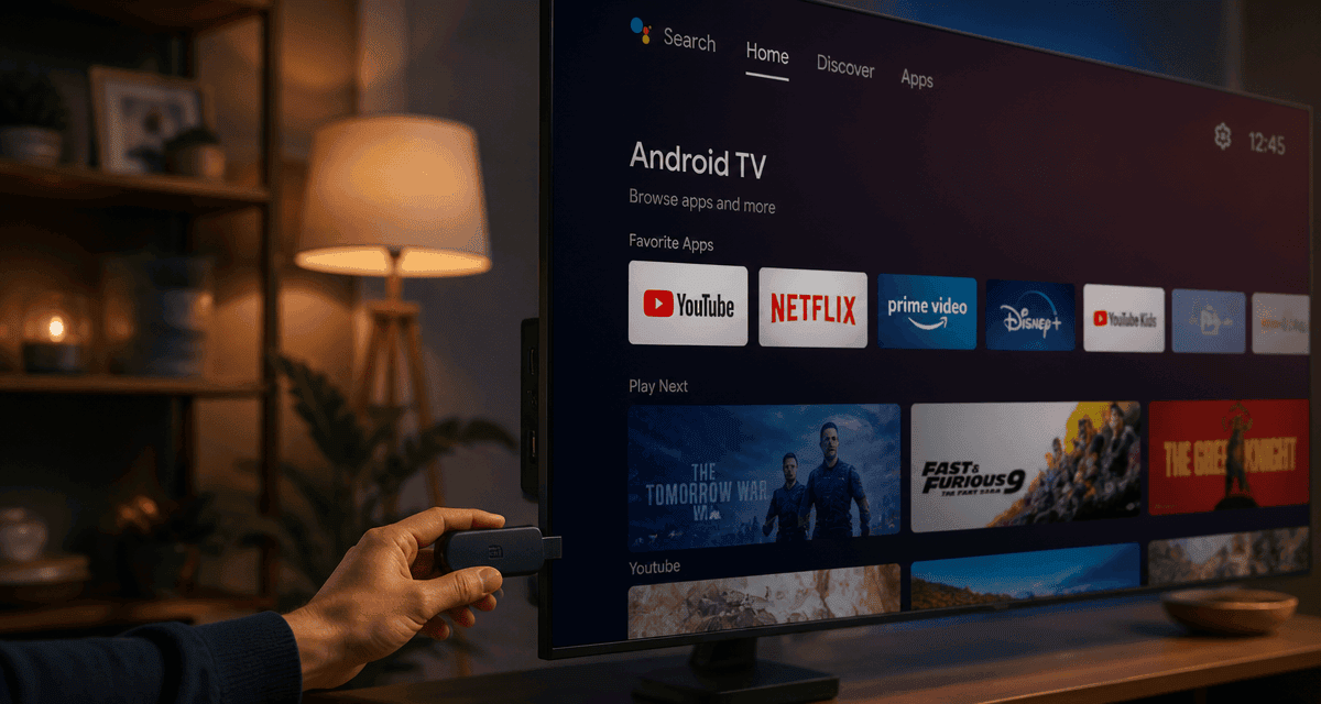 boîtier tv sans abonnement branché sur téléviseur