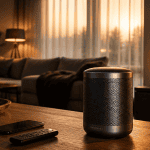 Comparatif enceinte connectée sur table en salon contemporain