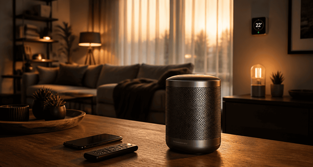 Comparatif enceinte connectée sur table en salon contemporain