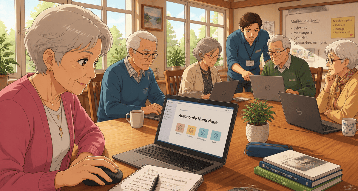 cours informatique seniors gratuit autour d'une table