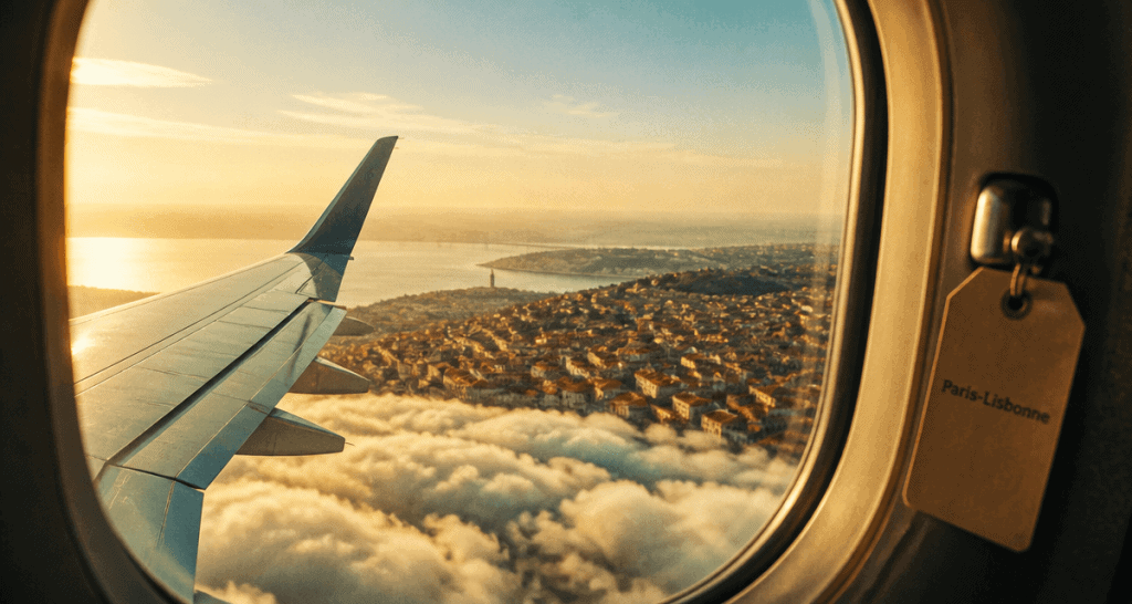 durée vol paris lisbonne vue hublot avion