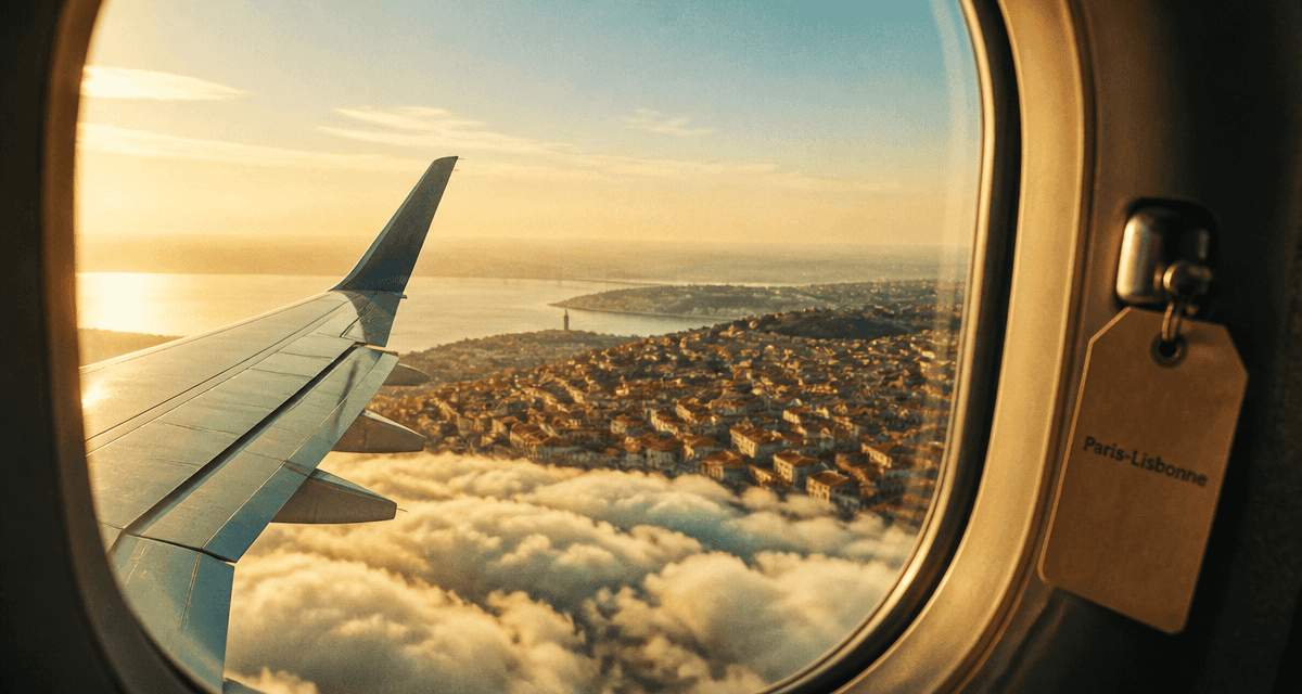 durée vol paris lisbonne vue hublot avion