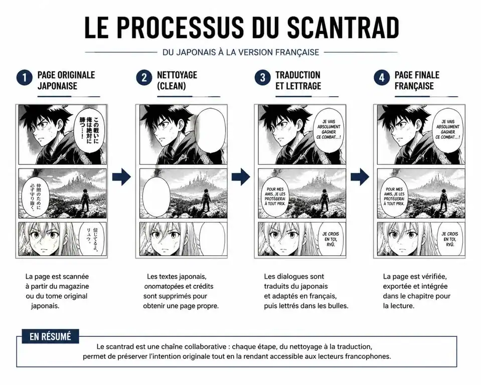Processus de création d'un scanmanga FR : de la version japonaise à la traduction française