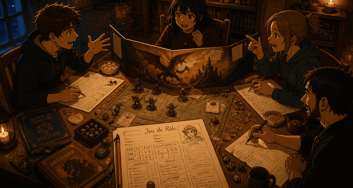 jeux de rôle table joueurs dés