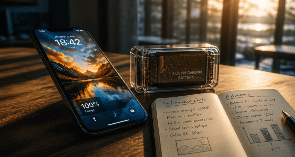 meilleur smartphone milieu de gamme sur table en bois