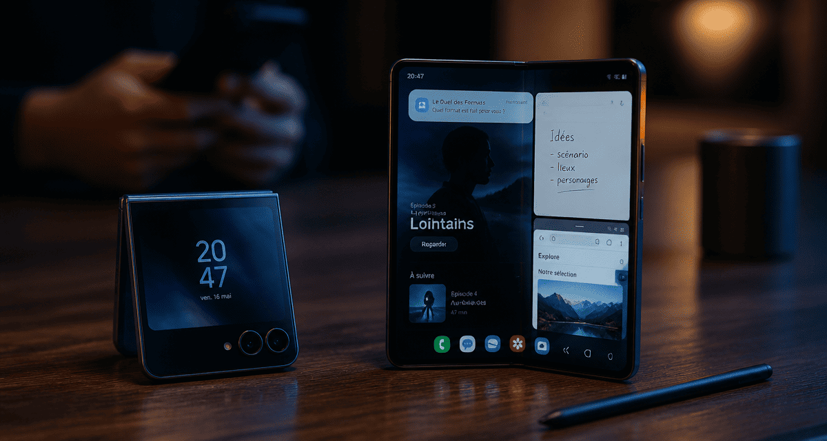 meilleur smartphone pliable clapet livre sur table