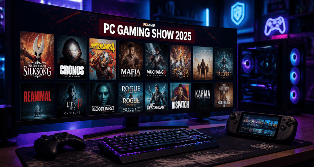 PC Gaming Show 2025 écran jeux bureau