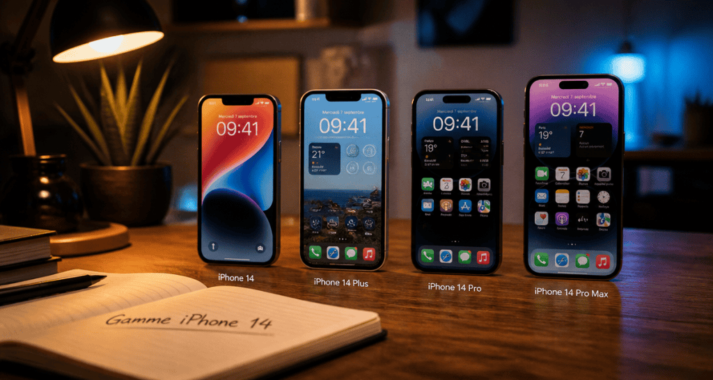 quand sort l'iphone 14 image des quatre modèles