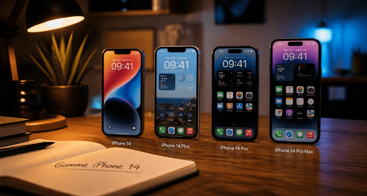 quand sort l'iphone 14 image des quatre modèles