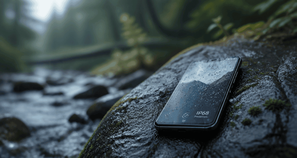 smartphones with ip68 sur rocher humide