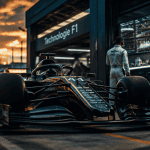 technologie F1 ingénieurs et voiture sur circuit