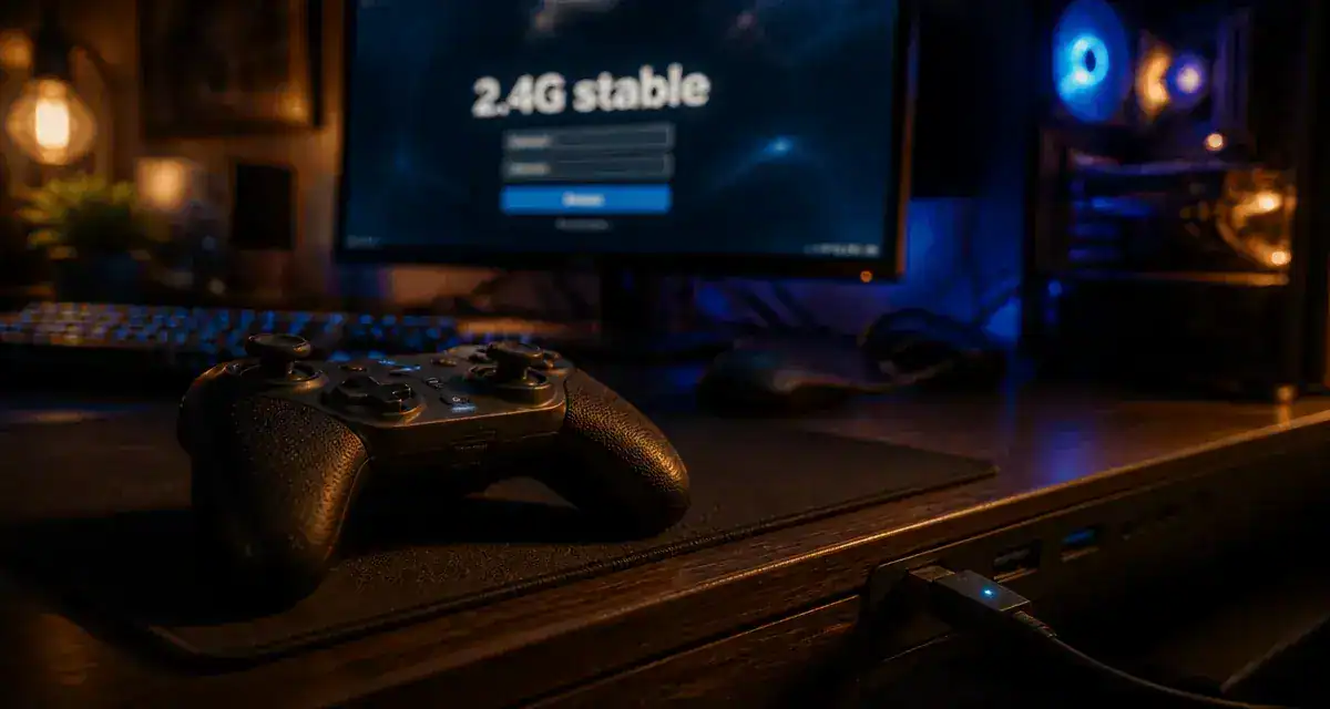 Manette 2.4 g wireless controller gamepad : connexion stable sans latence, dongle USB
