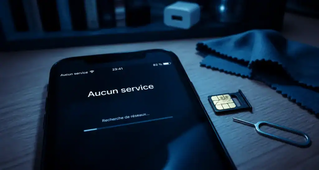 Aucun service iPhone : écran “aucun service” et recherche réseau mobile