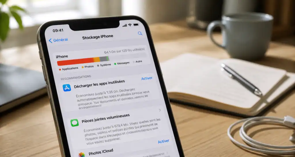 comment libérer de l'espace sur iphone page stockage