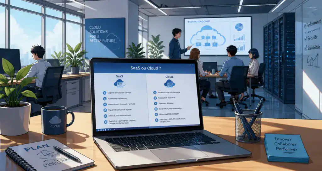 Tableau comparatif saas cloud sur ordinateur