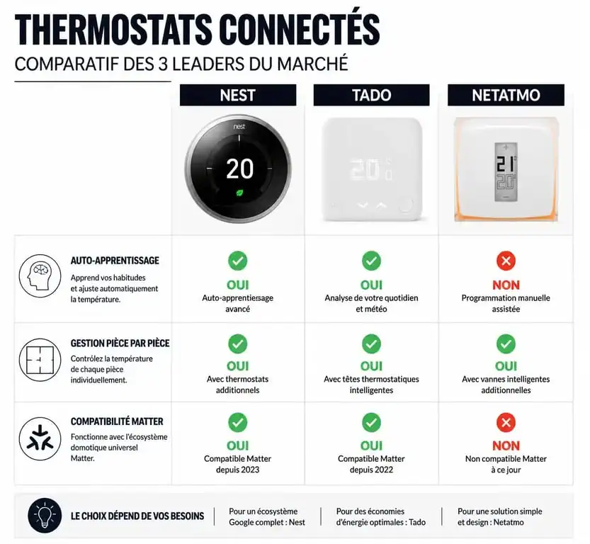 Comparatif des meilleurs thermostats connectés : Nest, Tado et Netatmo pour optimiser votre chauffage