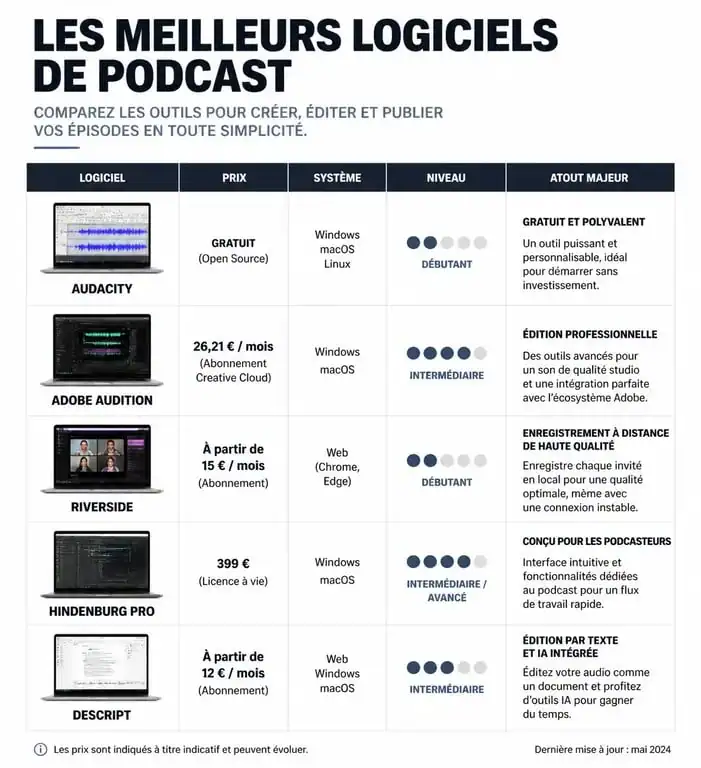 Comparatif des meilleurs logiciels de podcast pour enregistrer et monter vos épisodes