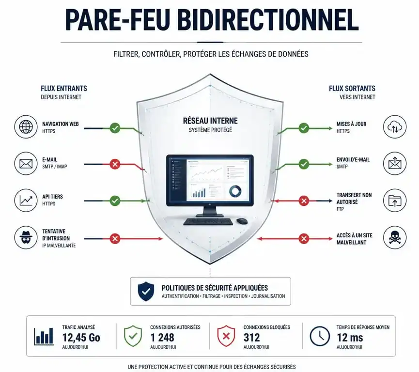 Schéma explicatif du fonctionnement d'un pare-feu gratuit pour la sécurité informatique