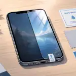 iphone verre trempé posé sur bureau