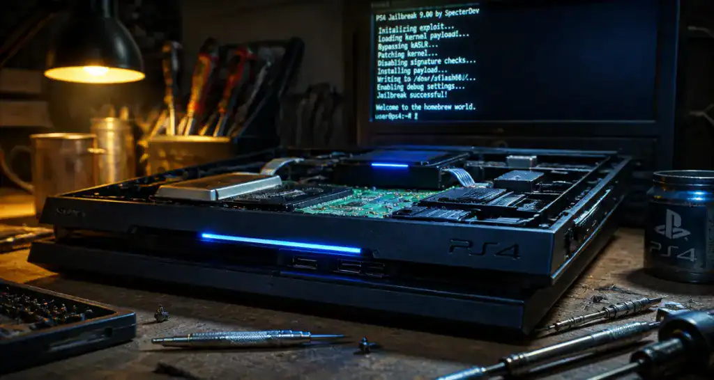 jailbreak playstation ps4 ouverte sur établi
