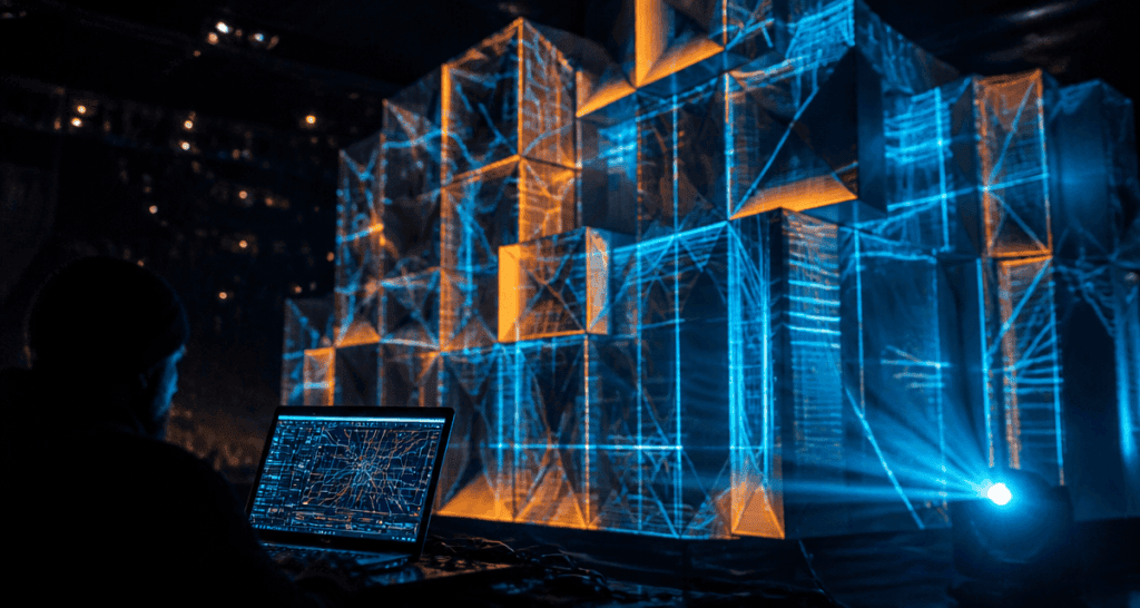 logiciel pour mapping sur façade 3D avec technicien