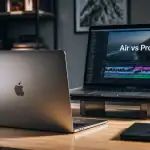 macbook air vs macbook pro sur bureau moderne