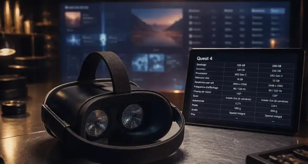 Meta Quest 4 : casque VR noir avec suivi oculaire en 2026