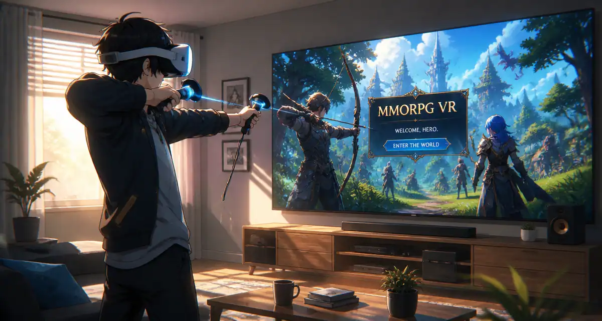 mmorpg vr joueur casque tir à l'arc