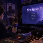 New Game Plus joueur devant écran