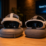 Pico 4 vs Quest 3 : casques VR sur table, comparaison.