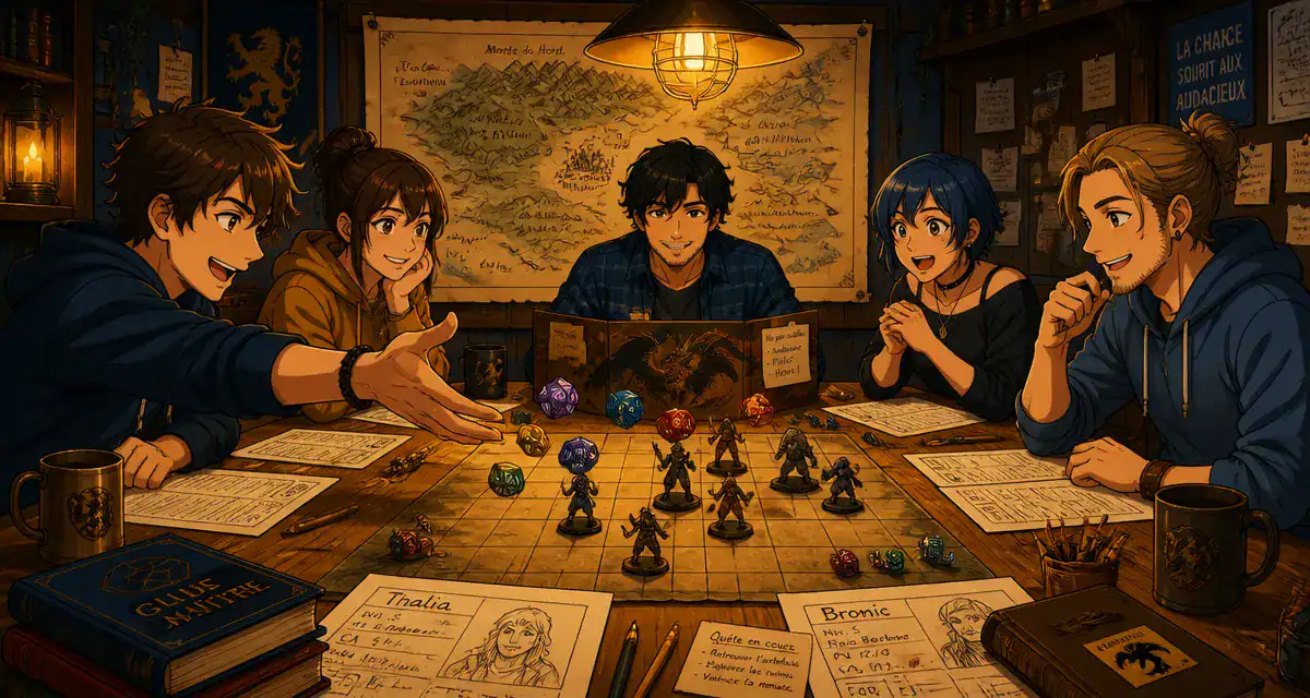 groupe joue rpg d&d autour table