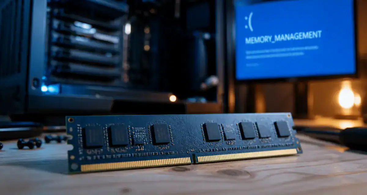 Test ram : barrette de mémoire défectueuse sur établi