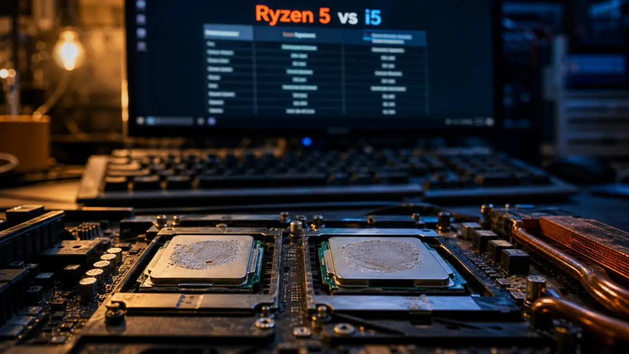 amd ryzen 5 vs intel i5 : carte mère ouverte