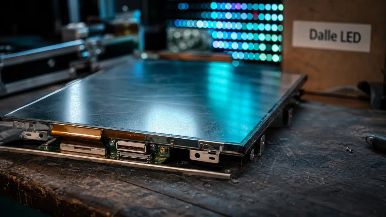 Écran dalle LED démontée : repères IPS, VA et OLED en atelier
