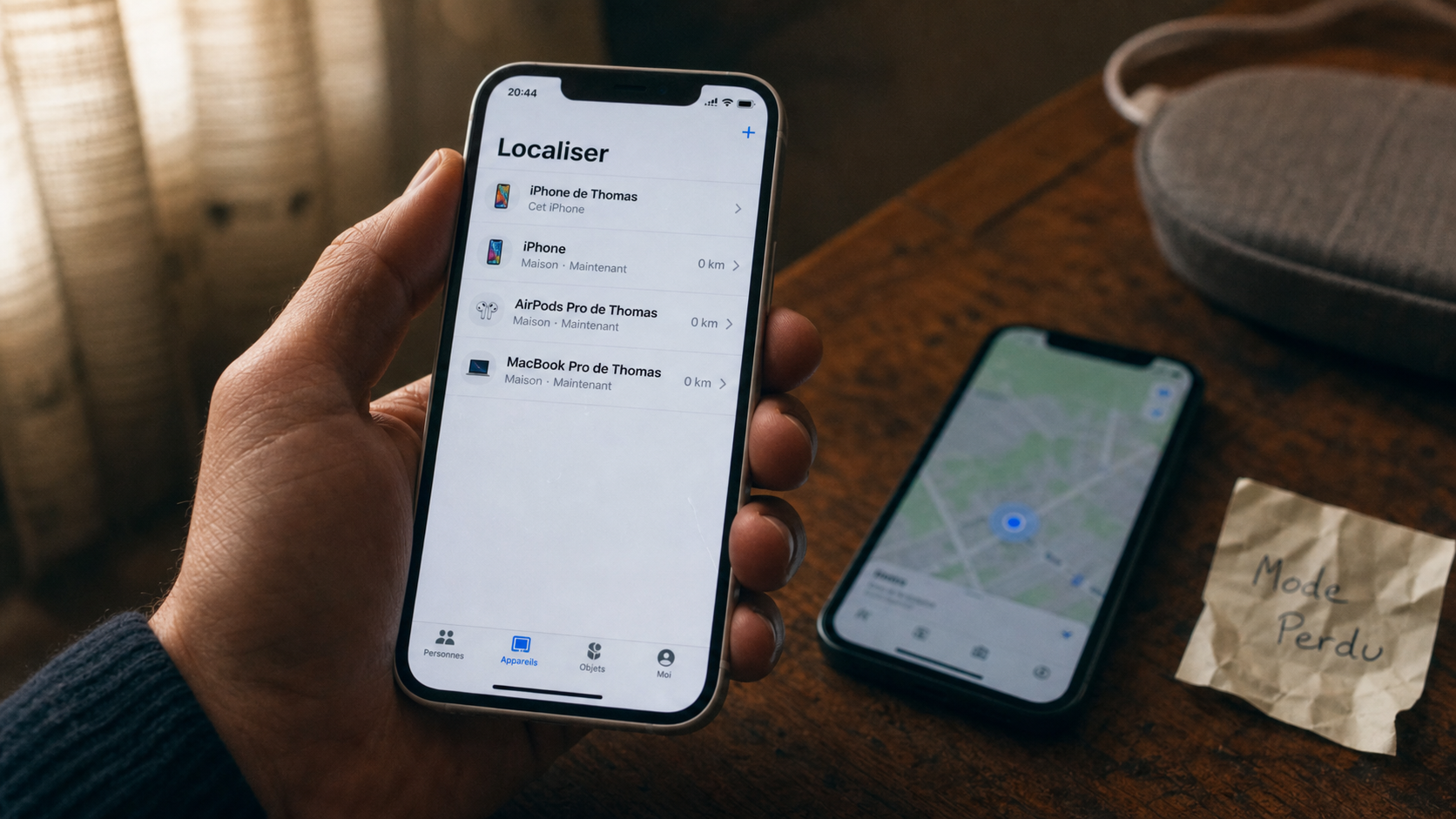 Localiser un iPhone avec un autre iPhone : écran Localiser, mode Perdu